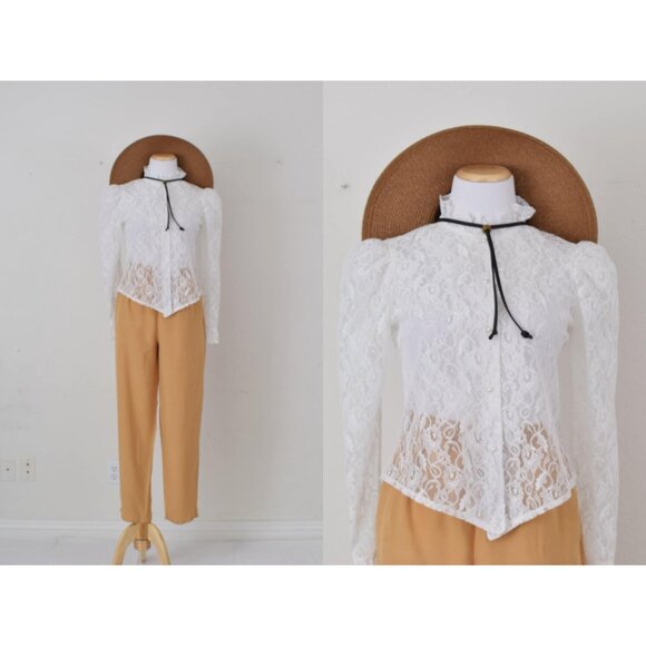 Vintage Victorian Lace Poets Blouse‎ - Picture 1 of 10